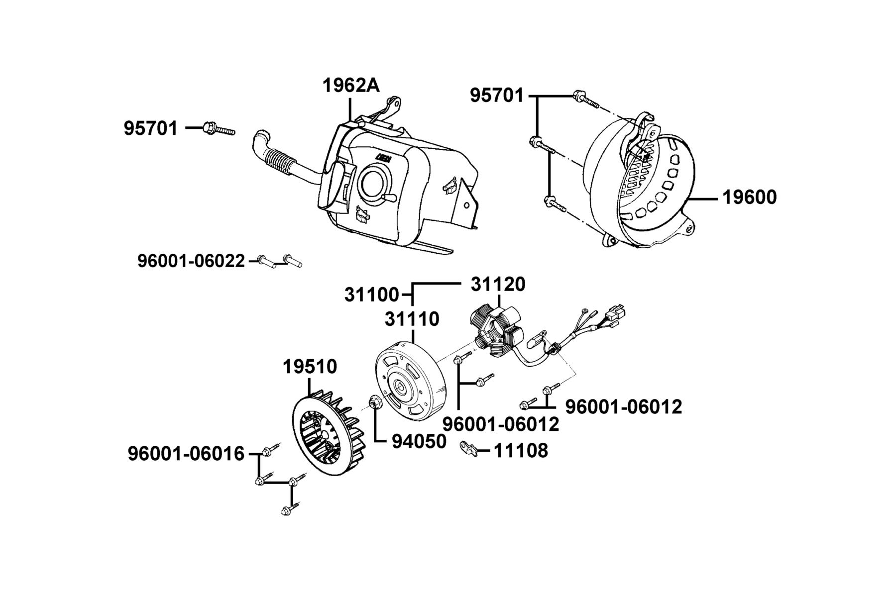 LIKE 50(2013~) Fan Cover ● Generator parts diagram